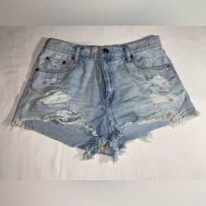 aeropostale “vintage high rise shorty” jean shorts